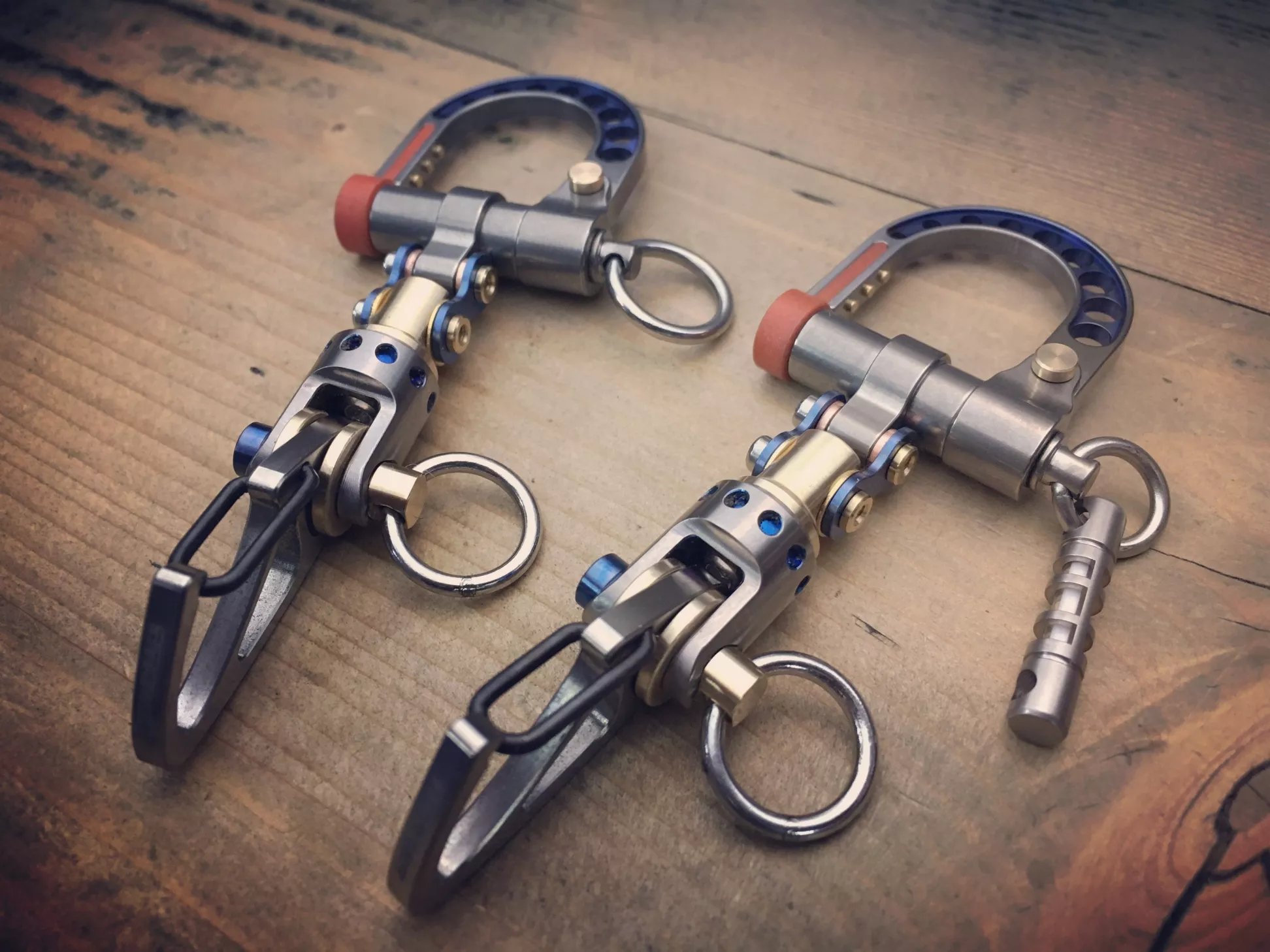 keychain with double carabiner