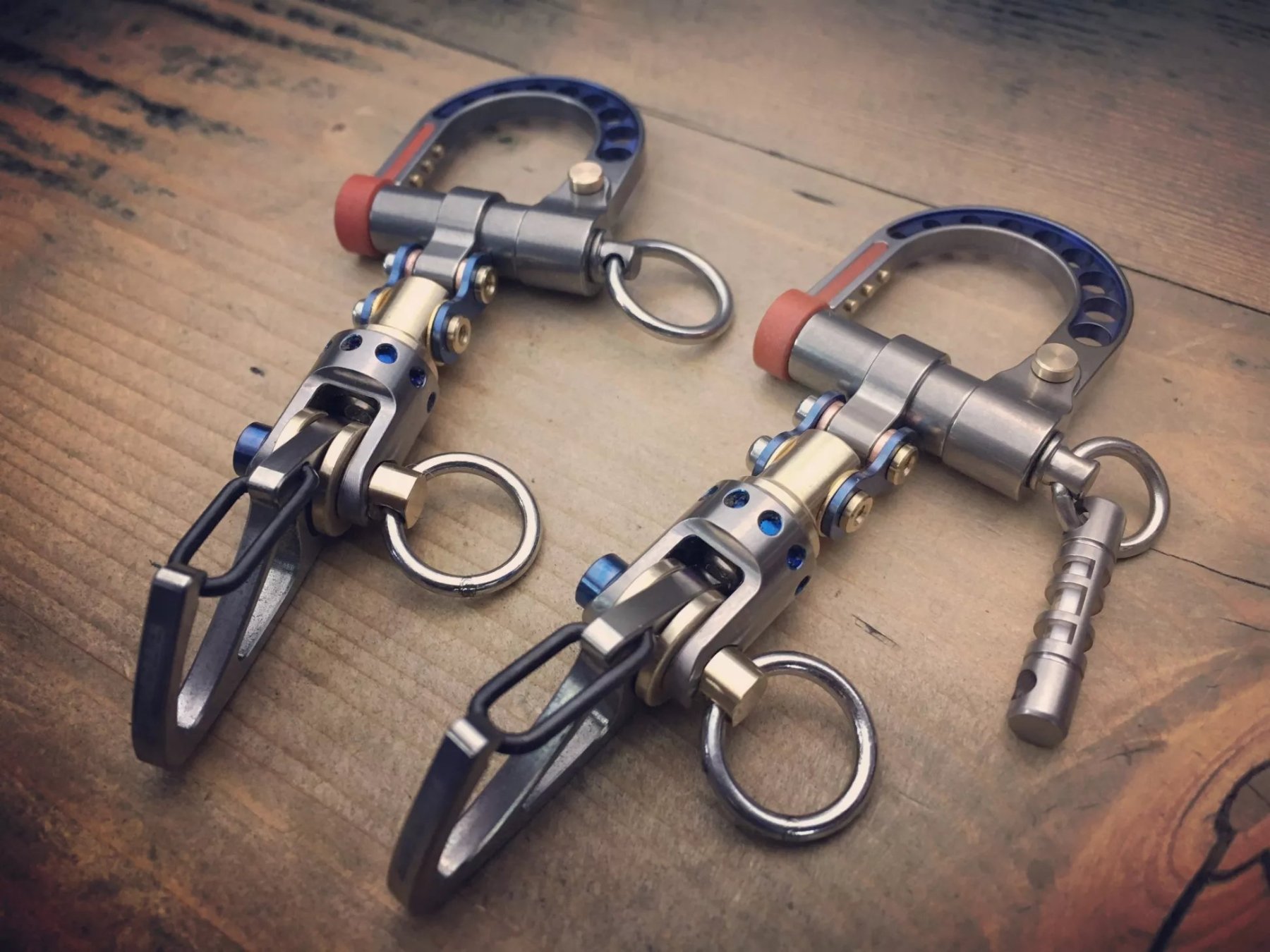 keychain with double carabiner