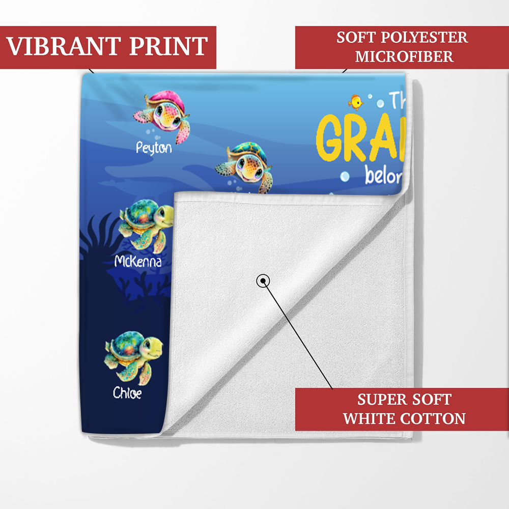 Personalized Sea Turtle Beach Towel, Sea Turtle Gifts For This Belong To Grandma And Kids, Sea Turtle Pool Towel
