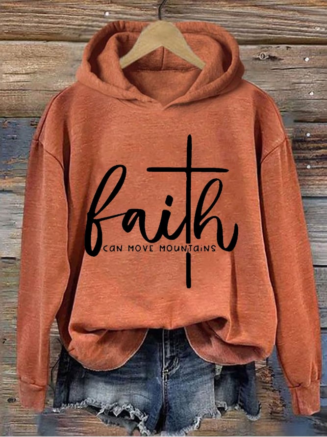 Women's Faith Can Move Mountains Cross Hoodie