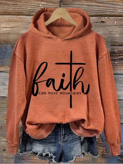 Women's Faith Can Move Mountains Cross Hoodie