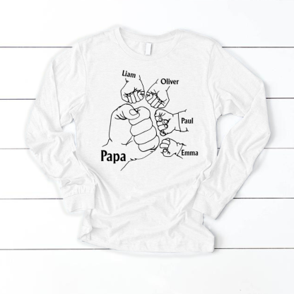Papa And Kids Hand, Birthday Gift For Papa Longsleeve