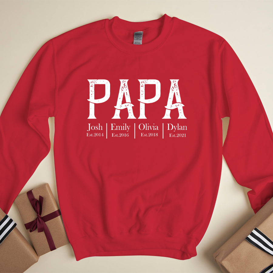 Personalized Papa Grandkids Est Sweatshirt