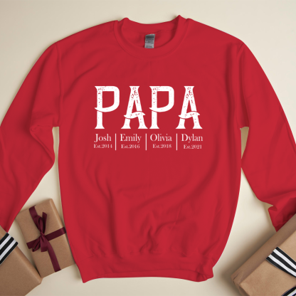 Personalized Papa Grandkids Est Sweatshirt