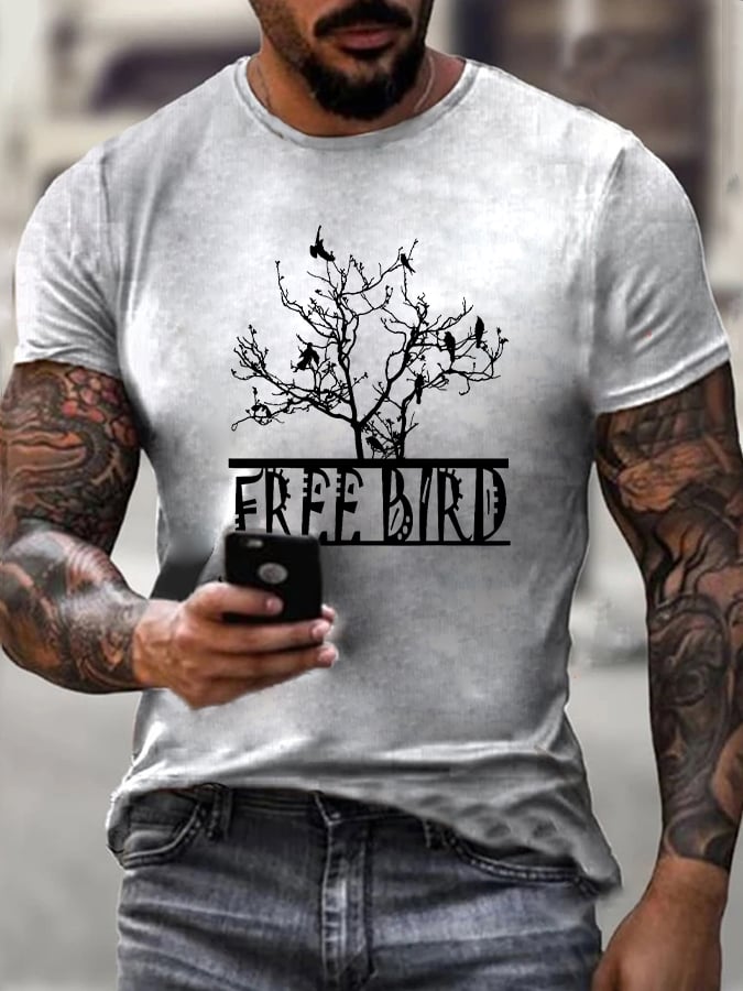 Men's FREE BIRD PRINT T-SHIRT