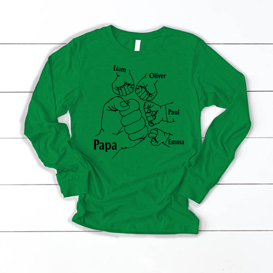 Papa And Kids Hand, Birthday Gift For Papa Longsleeve