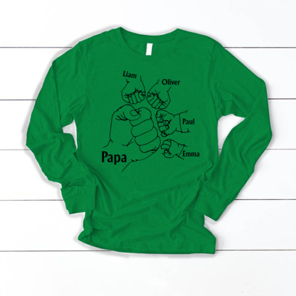 Papa And Kids Hand, Birthday Gift For Papa Longsleeve