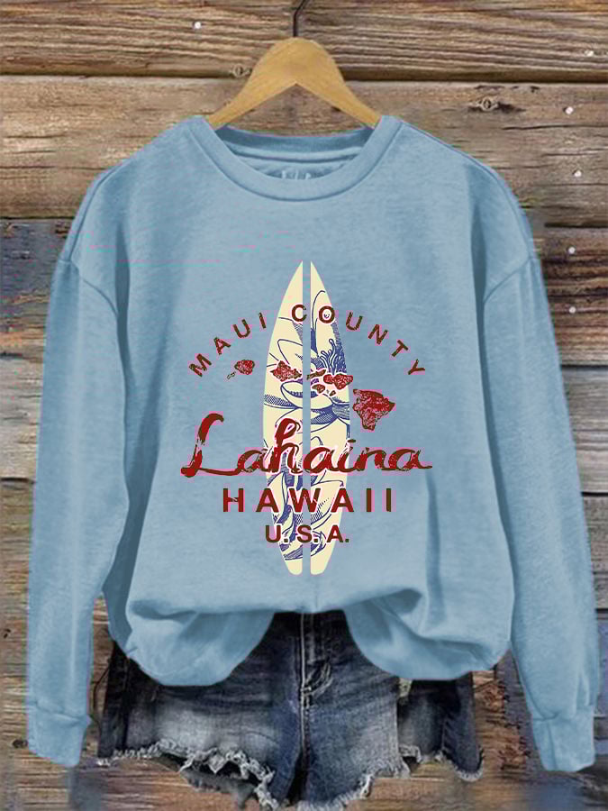 Women's Maui Lahaina Strong Print Crew Neck Sweatshirt
