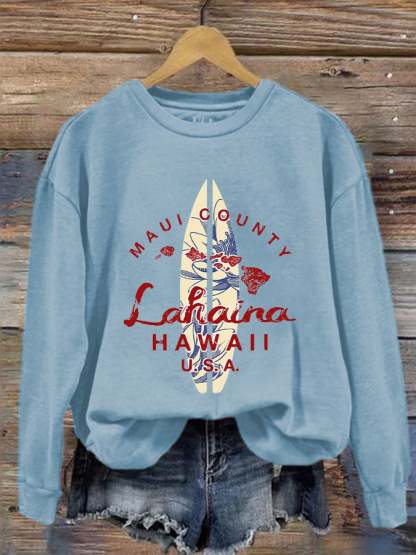 Women's Maui Lahaina Strong Print Crew Neck Sweatshirt
