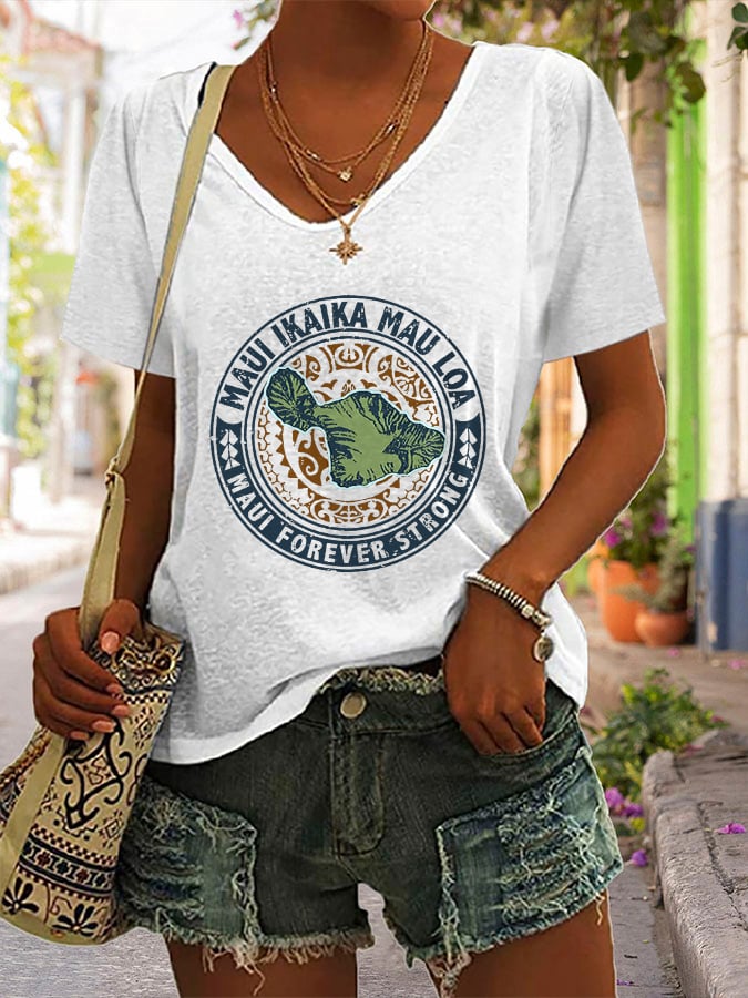 Women's Maui Forever Strong Ikaika Print Short Sleeve T-Shirt