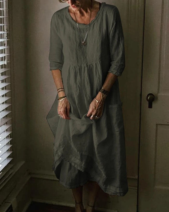 Casual Round Neck Long Dress