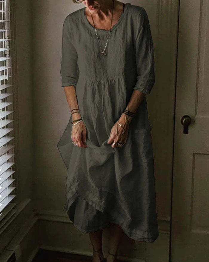 Casual Round Neck Long Dress