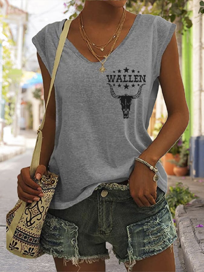 Women's Wallen Last Night We Let The Liquor Talk Pint Print Vest