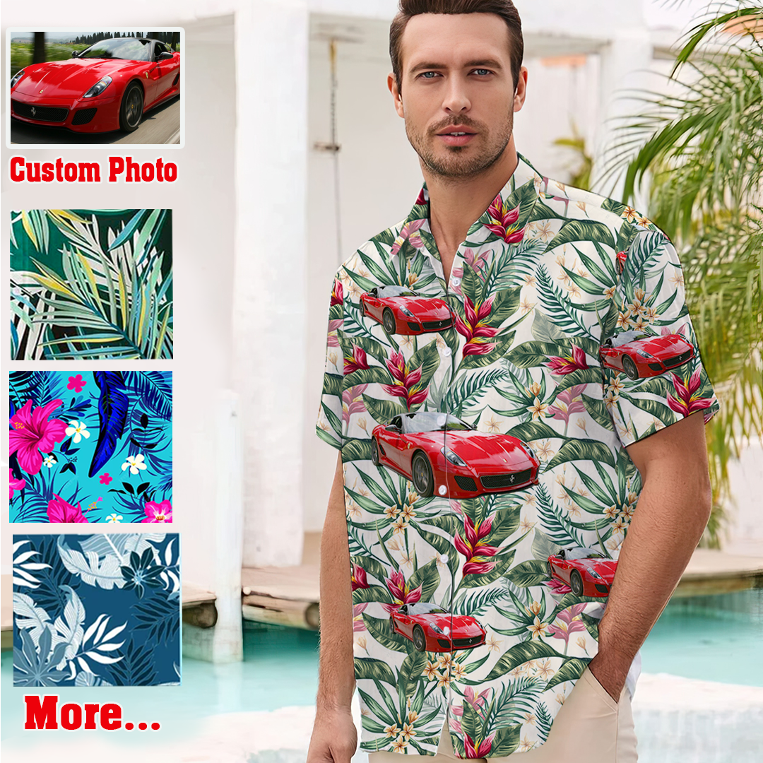 Personalized Photo Hawaii Shirt Floral seamless pattern