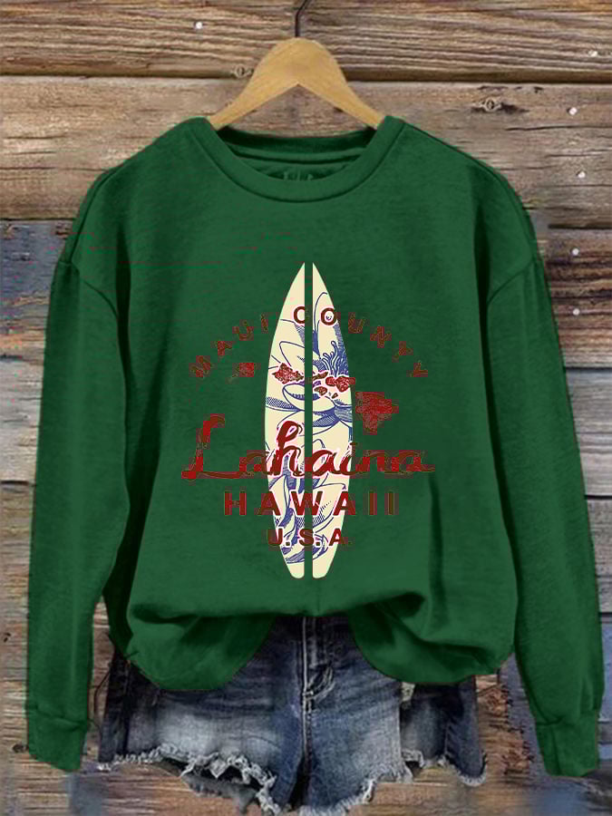 Women's Maui Lahaina Strong Print Crew Neck Sweatshirt