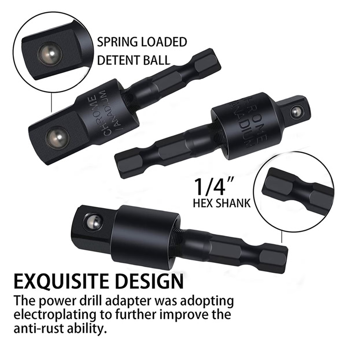 6Pcs Right Angle Drill Attachment Set with 105° Angle Drill Adapter and Impact Grade Socket Adapter