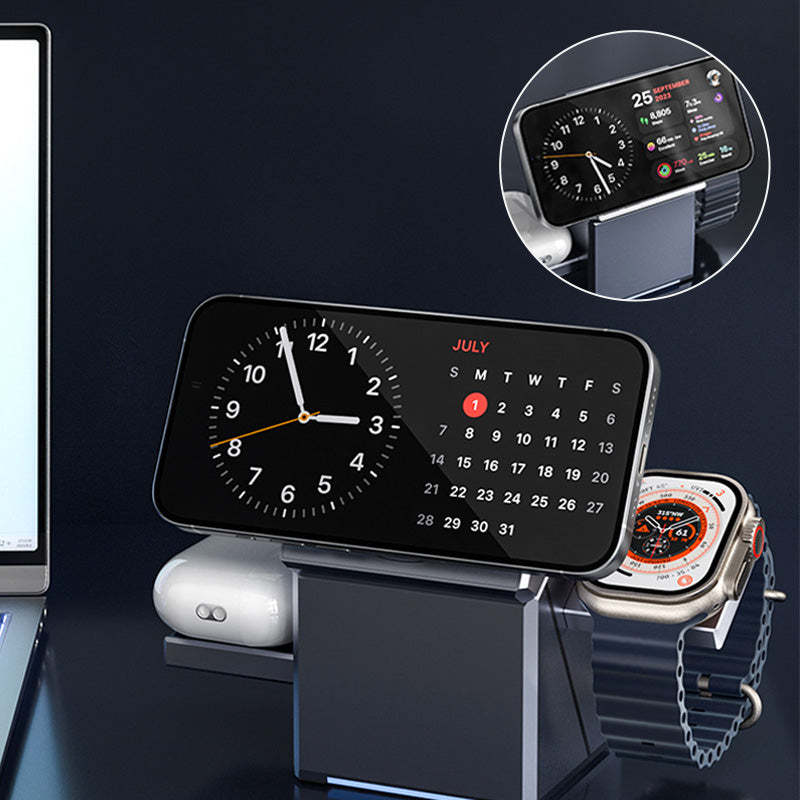 📱 3-in-1 Foldable Magnetic Charging Station – Perfect for Home, Work & Travel ✨ | 15W Fast Charging, Multi-Device📱⌚