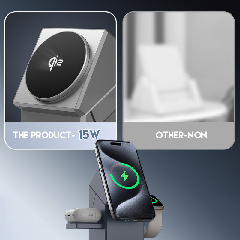 📱 3-in-1 Foldable Magnetic Charging Station – Perfect for Home, Work & Travel ✨ | 15W Fast Charging, Multi-Device📱⌚