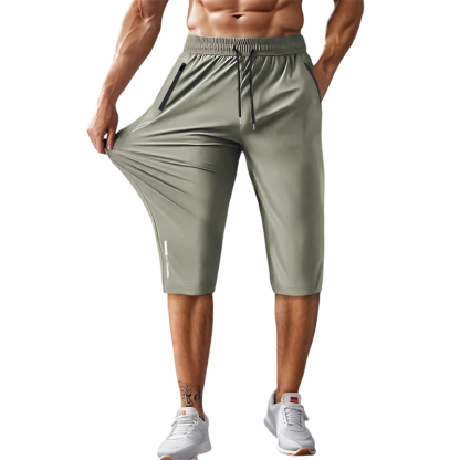 Men's Quick-Dry Sports Capri Pants – Stretchy, Zipper Pockets, Versatile