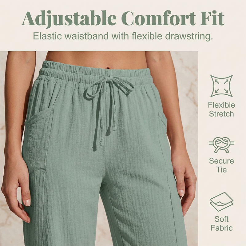 📢📢50% off new arrivals - Women's Solid-Color Pleated Cotton - Linen Cropped Pants