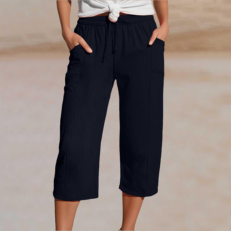 📢📢50% off new arrivals - Women's Solid-Color Pleated Cotton - Linen Cropped Pants