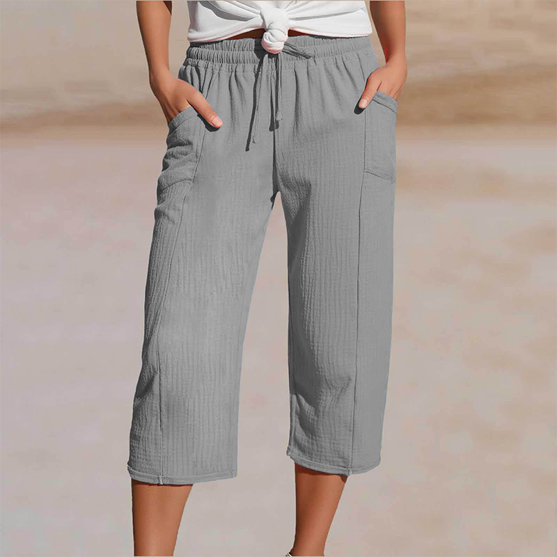 📢📢50% off new arrivals - Women's Solid-Color Pleated Cotton - Linen Cropped Pants