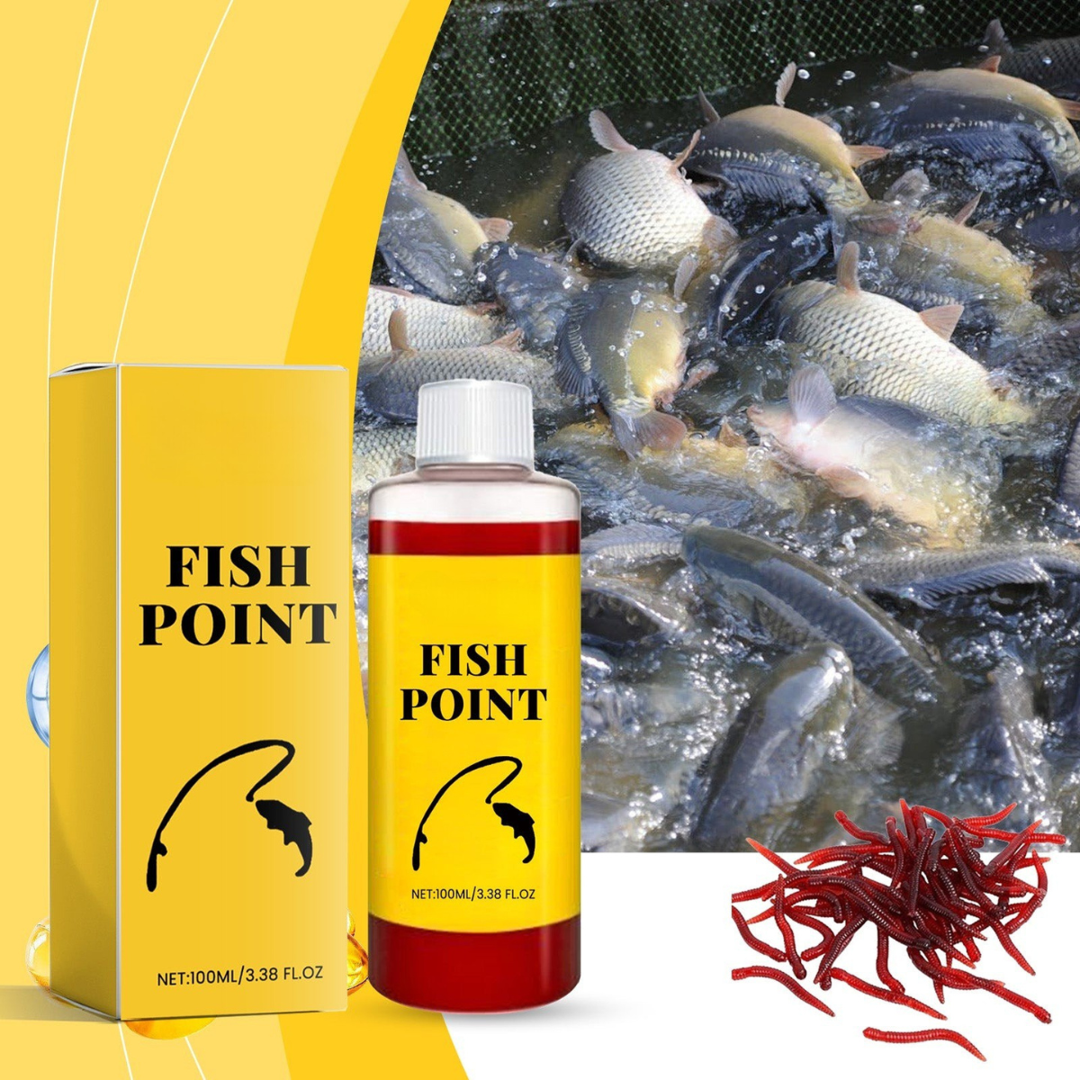 🎣 Concentrated Fish Attractant Liquid – 🐟Fast-Acting Red Worm Formula