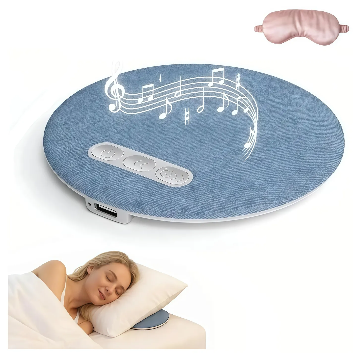 Ultra-Thin Bluetooth Pillow Speaker with White Noise and Sleep Timer, 