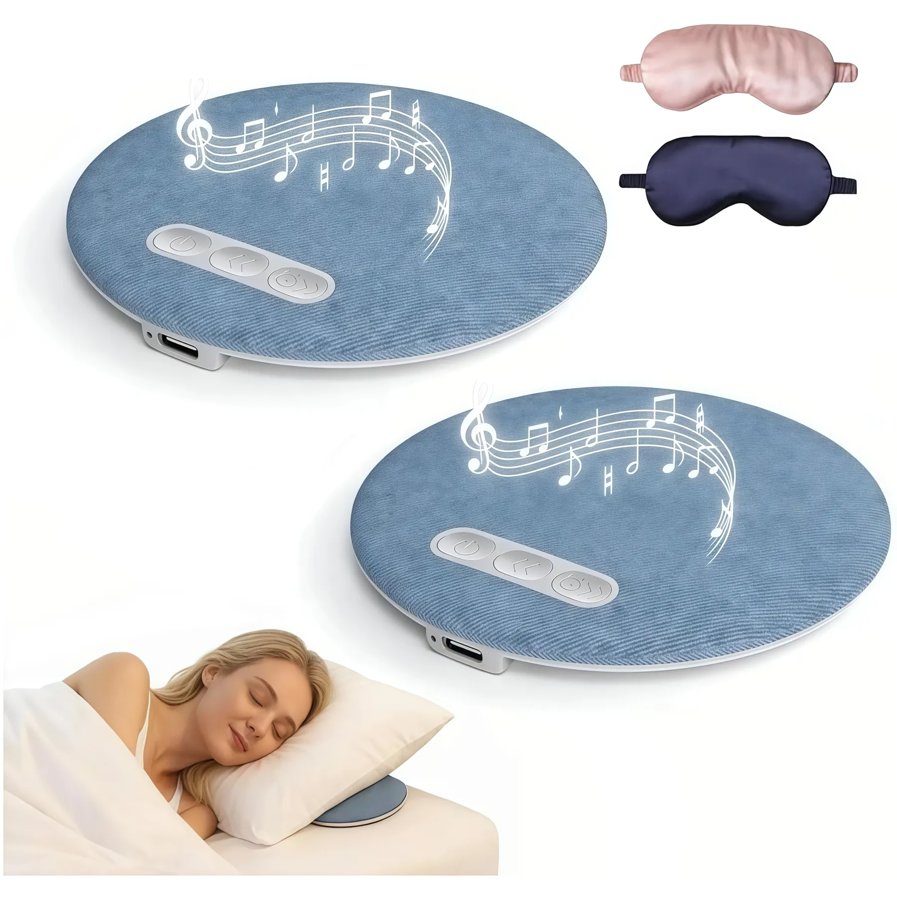 Ultra-Thin Bluetooth Pillow Speaker with White Noise and Sleep Timer, Built-in CD Player