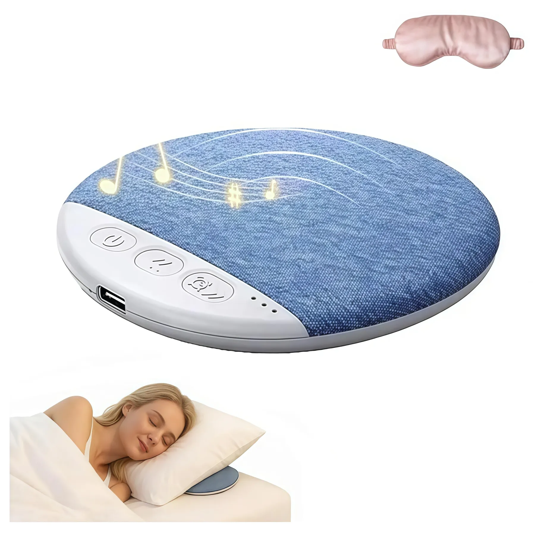 Ultra-Thin Bluetooth Pillow Speaker with White Noise and Sleep Timer, Built-in CD Player