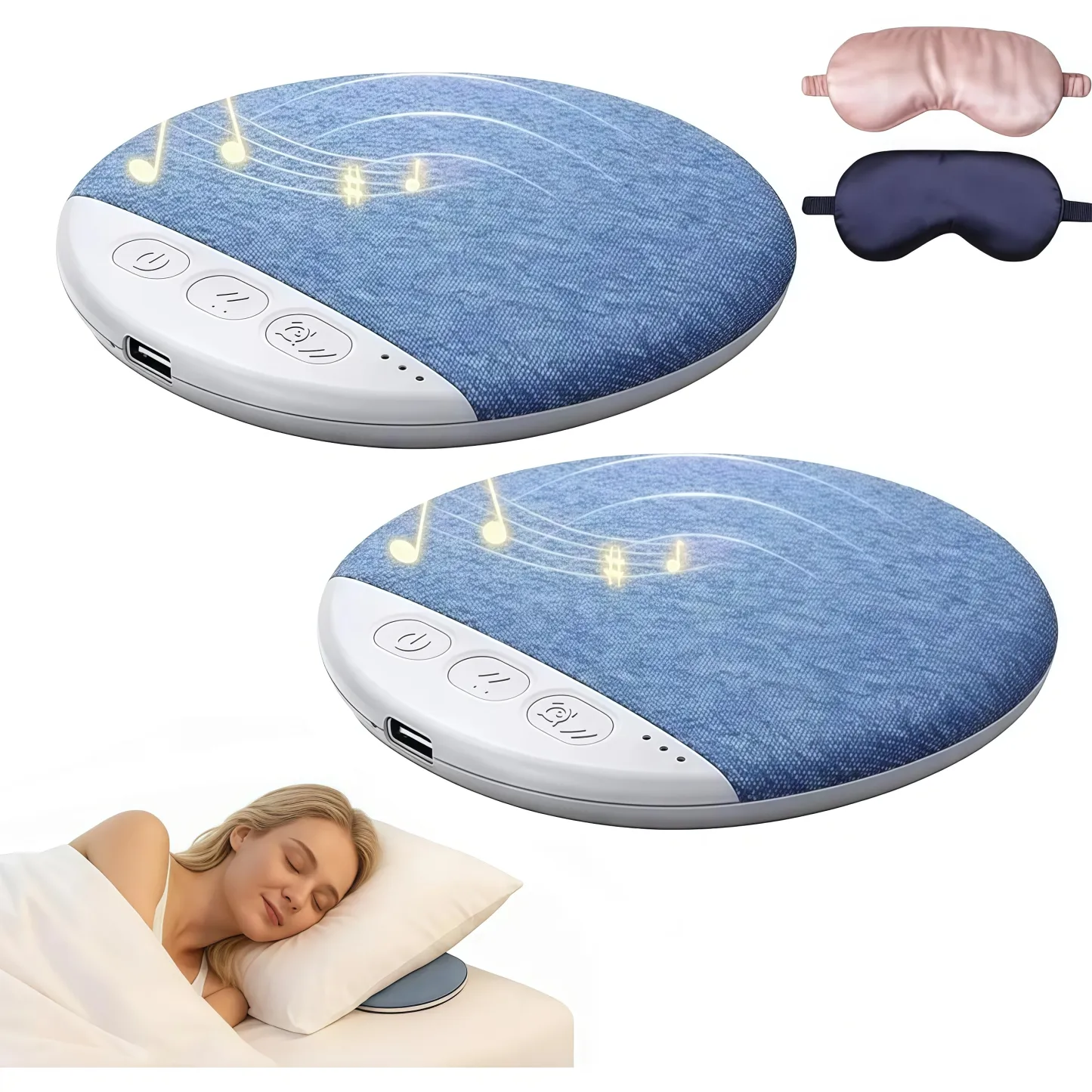 Ultra-Thin Bluetooth Pillow Speaker with White Noise and Sleep Timer, Built-in CD Player
