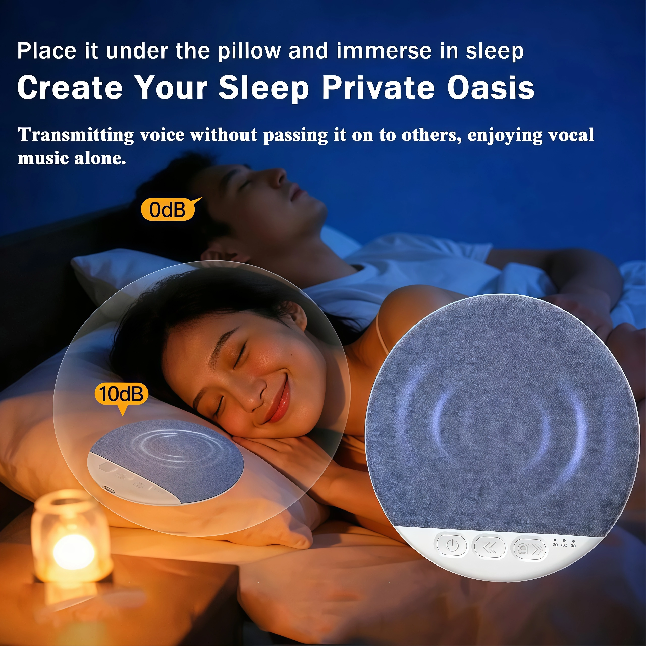 Ultra-Thin Bluetooth Pillow Speaker with White Noise and Sleep Timer, Built-in CD Player