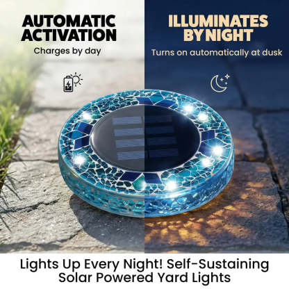 🛋️Solar Mosaic Disk Lights – Waterproof LED Pathway Lights with Auto On/Off