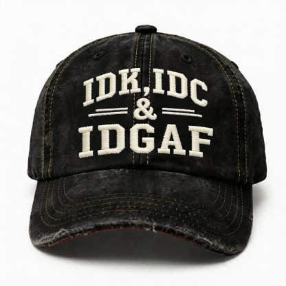 IDK IDC & IDGAF Vintage Baseball Cap