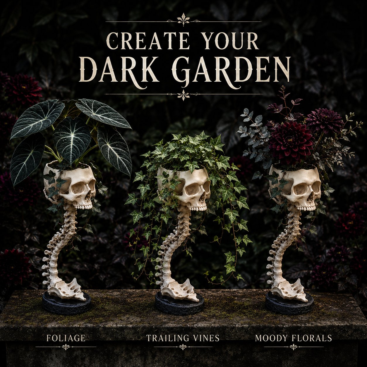 💥 LAST DAY 50% OFF - 💀🌿 Sculptured Skull Flowerpot 