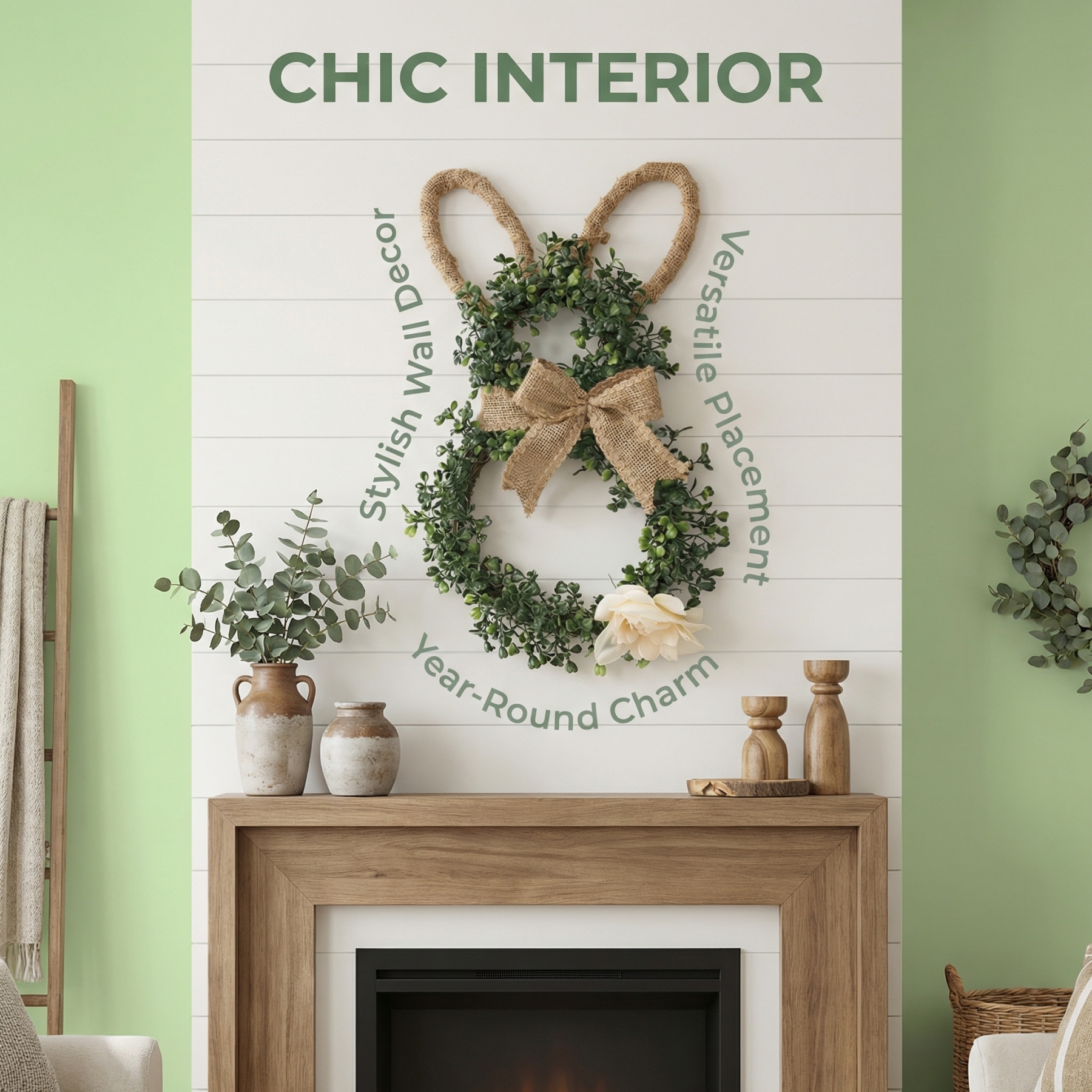 Easter Bunny-Themed Artificial Flower Wreath