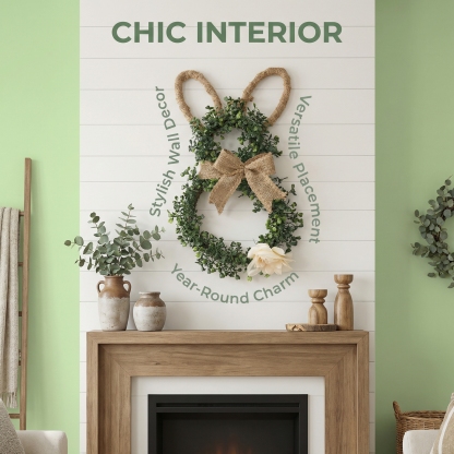 Easter Bunny-Themed Artificial Flower Wreath