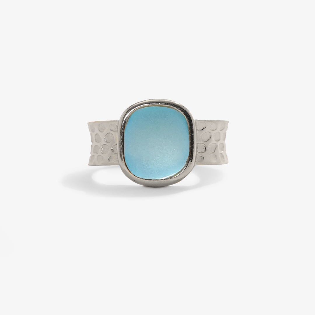 Sea Seeker Sea Glass Wide Band Ring