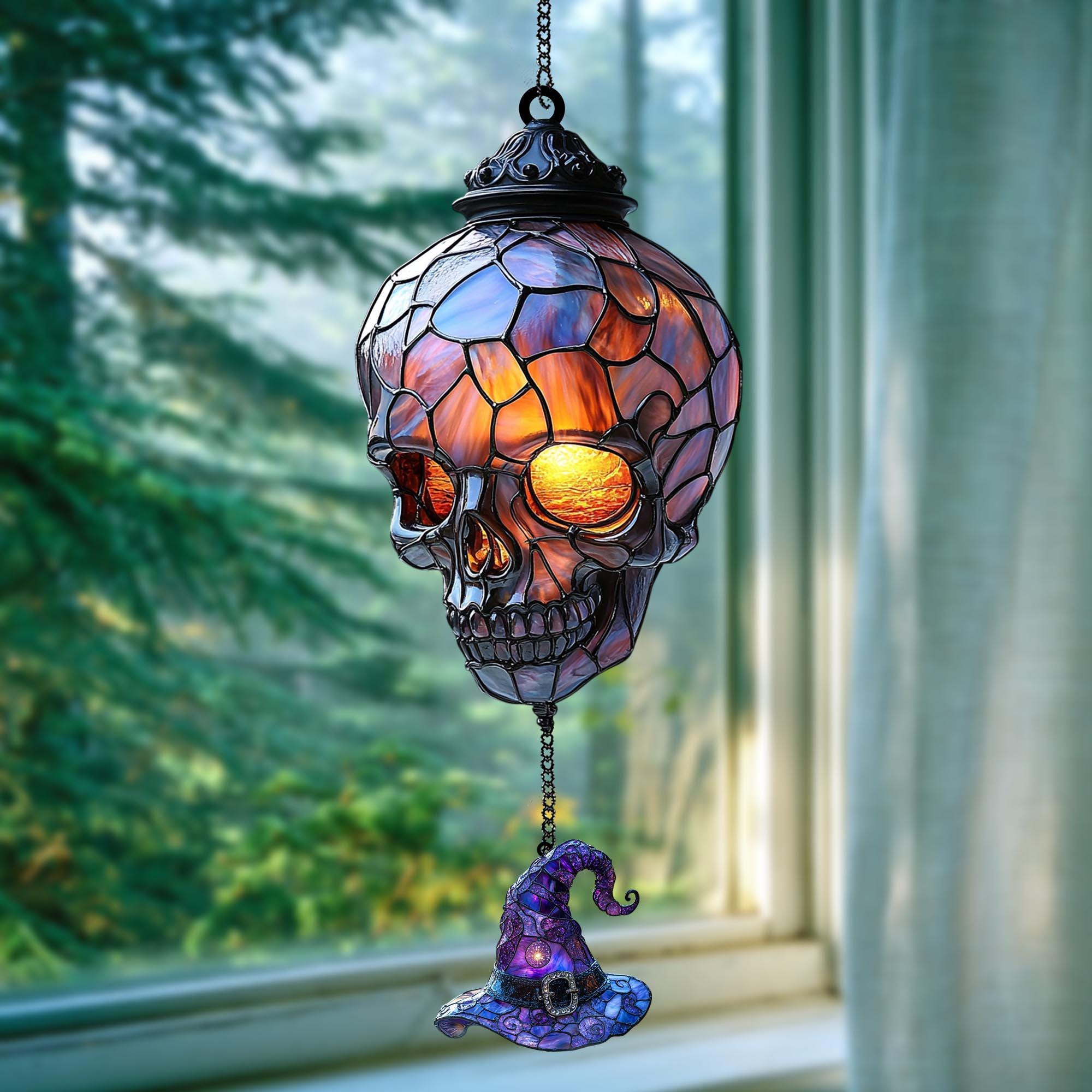 Vintage Gothic Skull Suncatcher