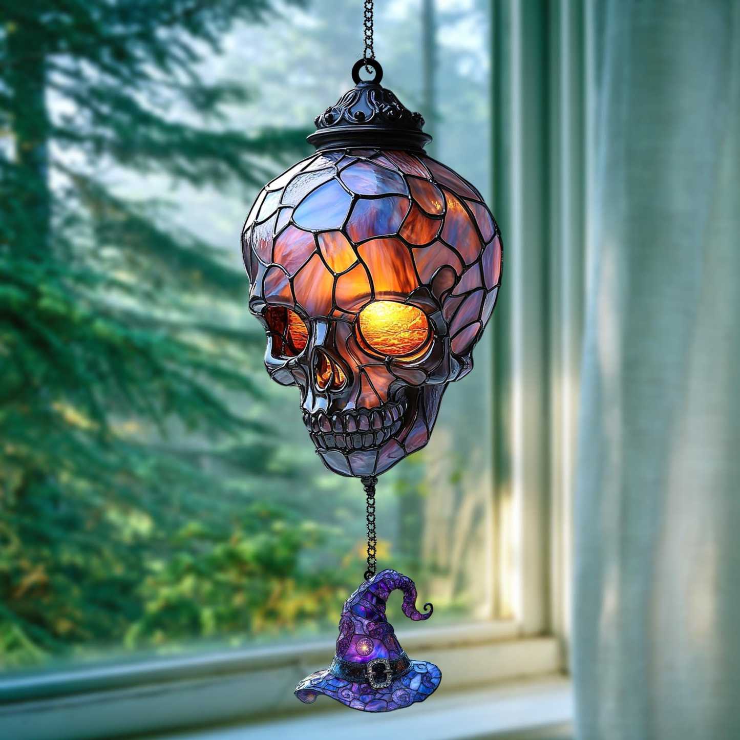 Vintage Gothic Skull Suncatcher