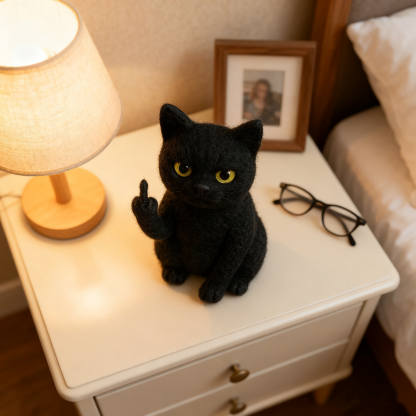 Funny Black Cat Needle Felt