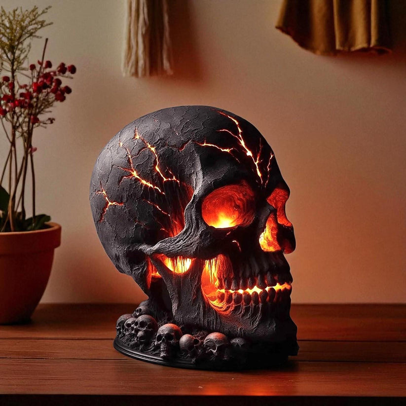 Molten Skull Lava Lamp, Halloween Lava Stone Skull Night Light 