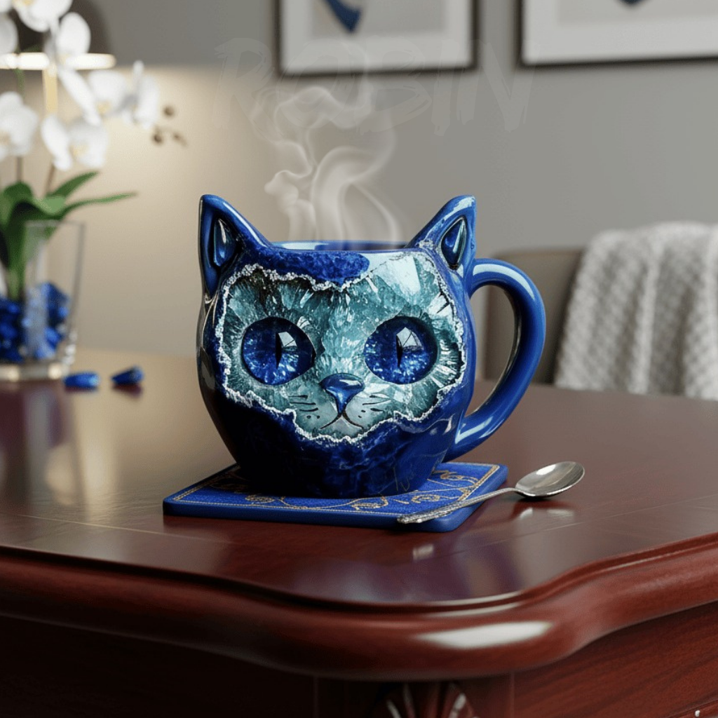 New Handmade Crystal Cat Face Mugs – Limited Edition ☕