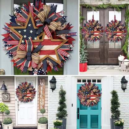 Handmade American Patriotic Star Wreath, it isn’t Just Decoration — It’s a Tribute to Cherished Memories🎉