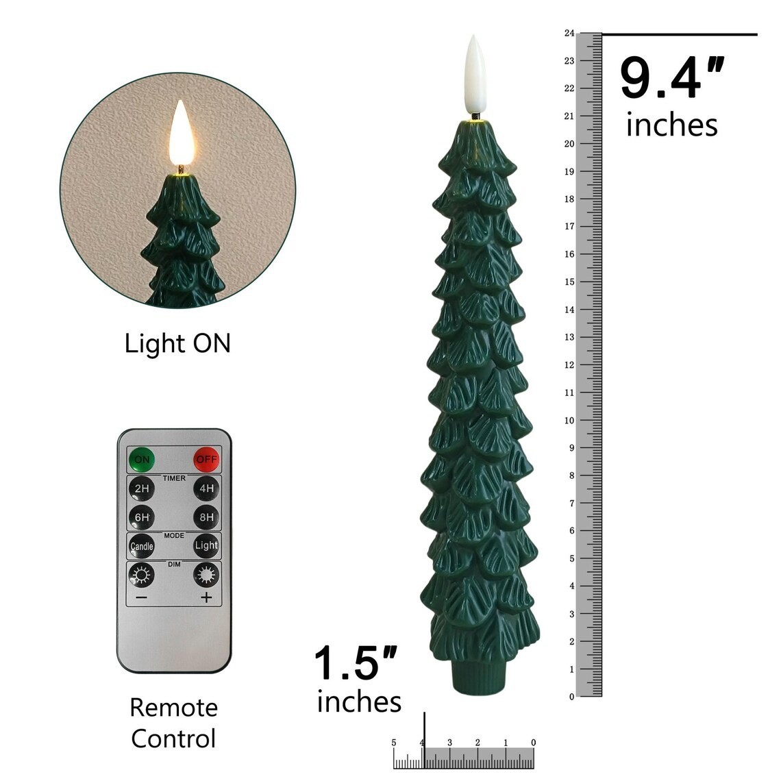 Christmas Tree Flameless Tapers Candles Remote Control LED Candles