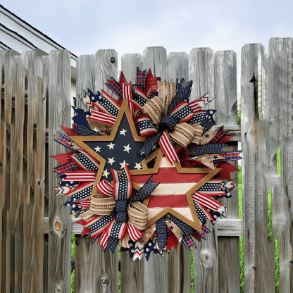 Handmade American Patriotic Star Wreath, it isn’t Just Decoration — It’s a Tribute to Cherished Memories🎉