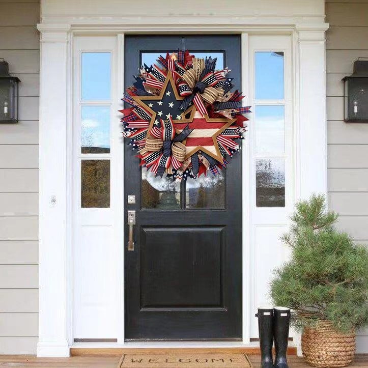 Handmade American Patriotic Star Wreath, it isn’t Just Decoration — It’s a Tribute to Cherished Memories🎉
