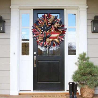 Handmade American Patriotic Star Wreath, it isn’t Just Decoration — It’s a Tribute to Cherished Memories🎉