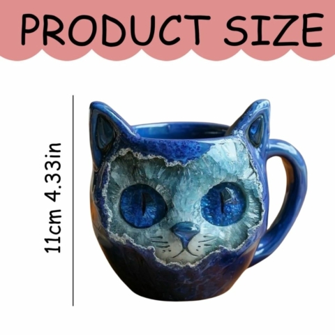 New Handmade Crystal Cat Face Mugs – Limited Edition ☕