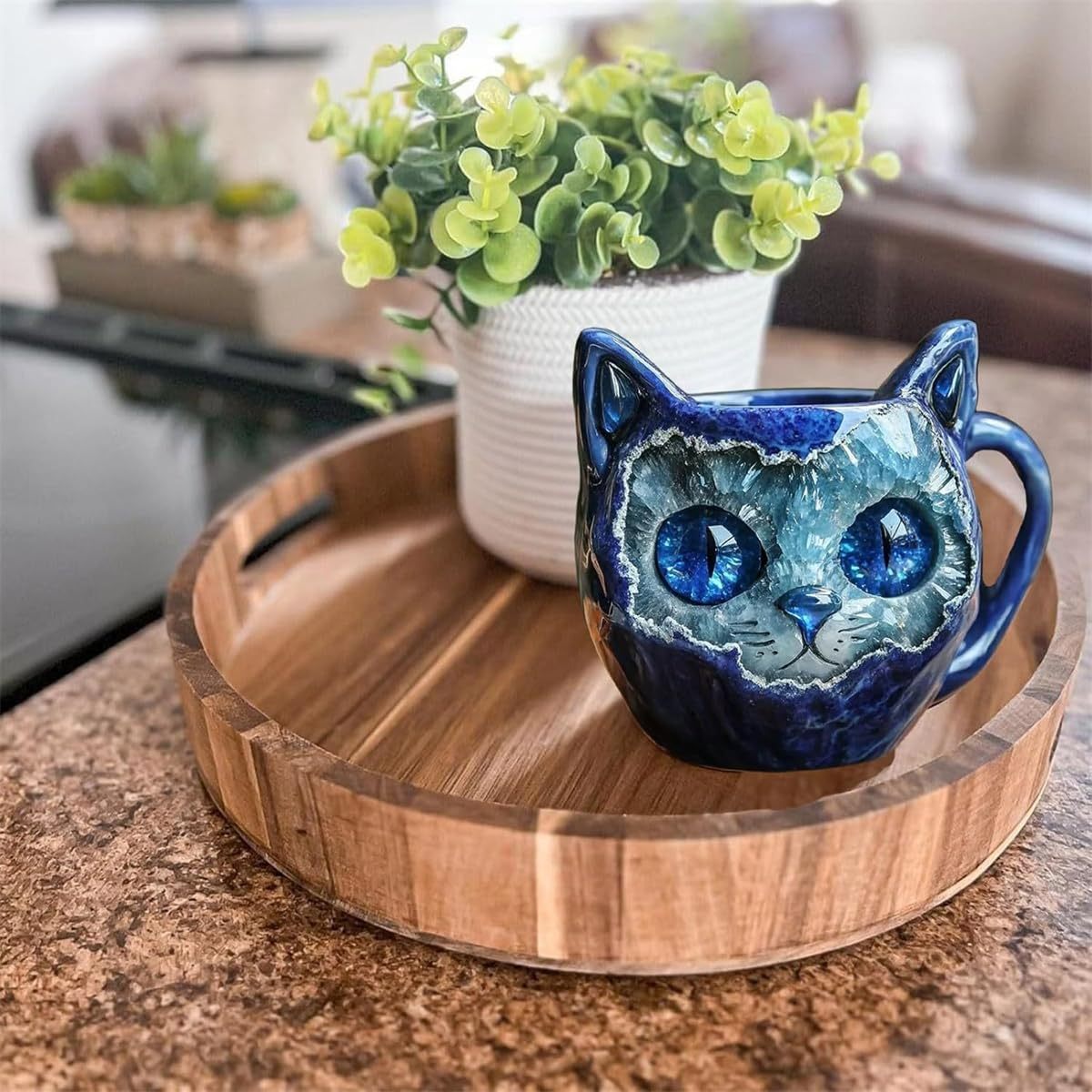 New Handmade Crystal Cat Face Mugs – Limited Edition ☕